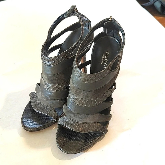 Gucci snakeskin leather suede heels size 7.5 - Picture 3 of 13